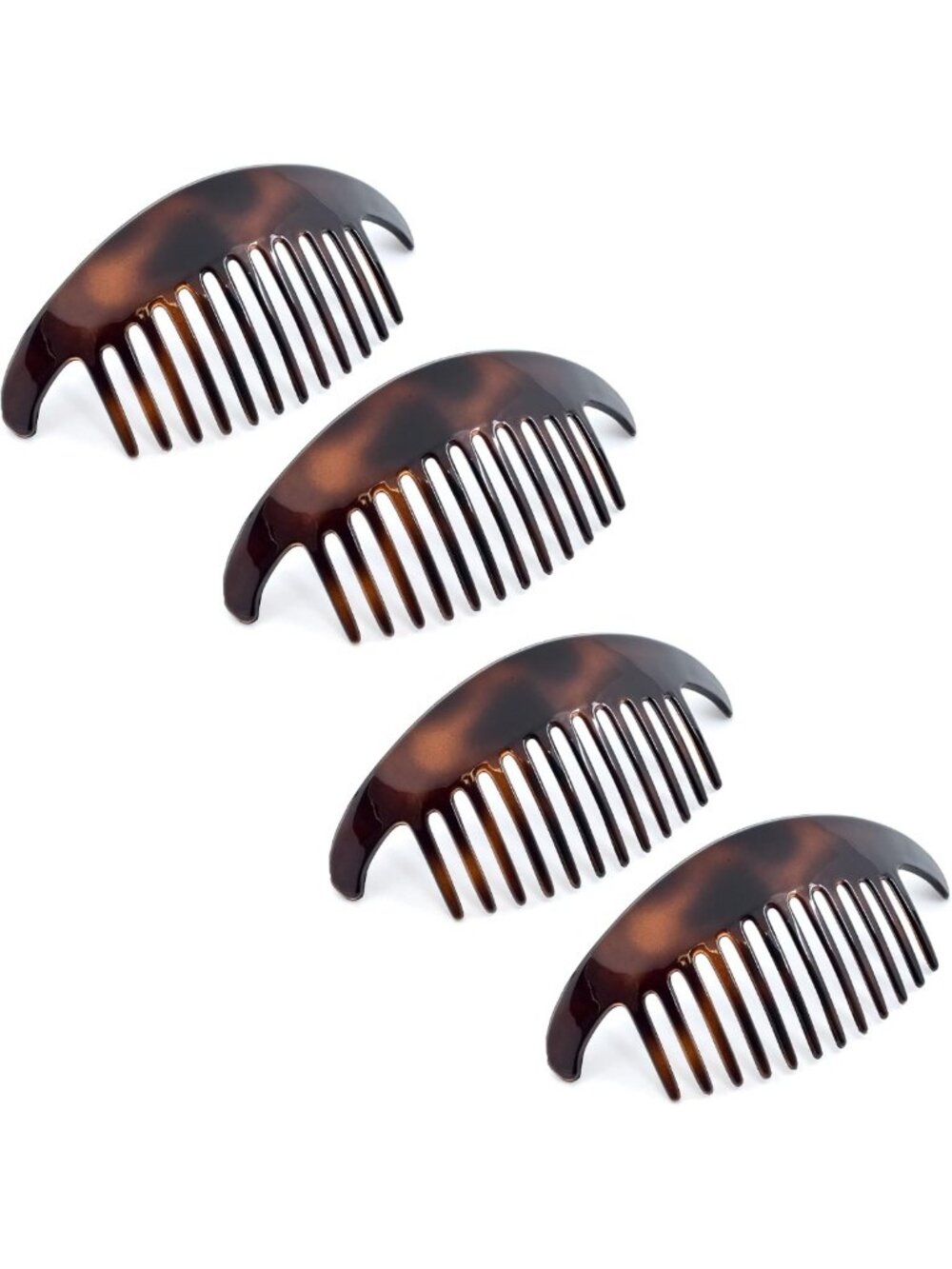 4-Piece Tortoise Shell French Hair Combs Set | Strong Hold Side Clips for Updos